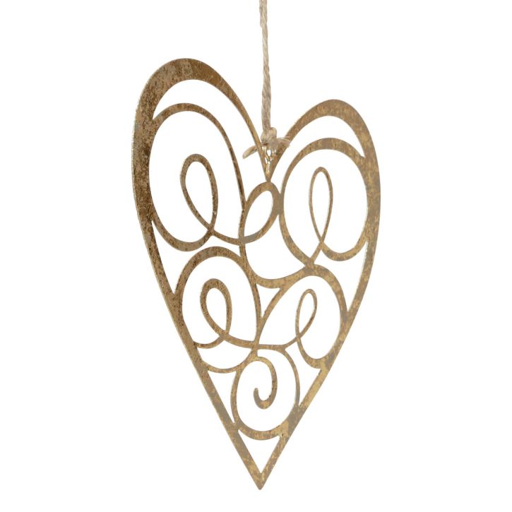 Decorazione da appendere per finestra decorazione cuori in metallo cuori dorati 17 cm 2 pezzi