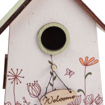 Prodotto Decorazione da appendere, decorazione primaverile, decorazione per casetta per uccelli, nido, verde bianco, 19 cm