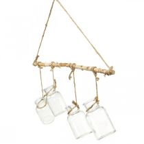 Prodotto Decorazione per finestre in legno con vasi di vetro appesi per composizioni floreali