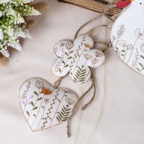 Prodotto Decorazione da appendere decorazione in metallo cuori e fiori bianchi 10 cm 4 pezzi