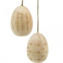 Uova di Pasqua Uova di legno in legno da appendere con cordoncino di juta 7cm 4pz