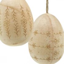 Uova di Pasqua Uova di legno in legno da appendere con cordoncino di juta 7cm 4pz