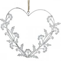 Cuore decorativo da appendere vintage dente di leone in metallo bianco 17,5 cm 3 pezzi