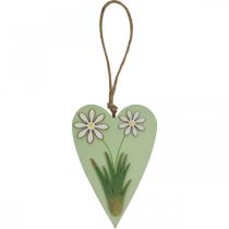 Prodotto Cuori decorativi da appendere con fiori legno verde, bianco 8,5×12 cm 4 pz