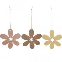 Fiore decorativo pendente in legno fiore in legno viola/rosa/giallo Ø12cm 12 pezzi