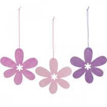 Prodotto Fiore decorativo pendente in legno fiore in legno viola/rosa/rosa Ø12cm 12pz