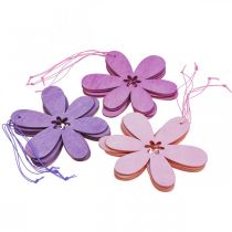 Prodotto Fiore decorativo pendente in legno fiore in legno viola/rosa/rosa Ø12cm 12pz