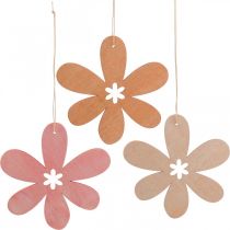 Prodotto Ciondolo in legno fiore decorativo fiore in legno arancione/rosa/giallo 12 pezzi