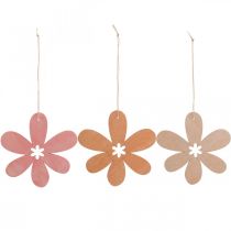 Ciondolo in legno fiore decorativo fiore in legno arancione/rosa/giallo 12 pezzi