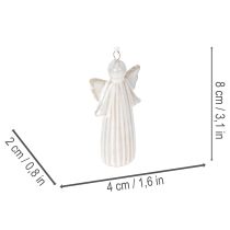 Prodotto Ciondolo a forma di angelo, statuetta decorativa da appendere all'albero di Natale, 8 cm, 4 pezzi