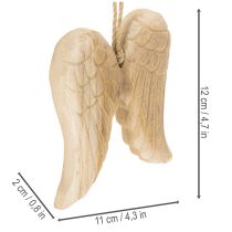 Prodotto Ciondolo a forma di ala d'angelo in legno, decorazione da appendere, 12 cm