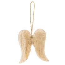 Prodotto Ciondolo a forma di ala d'angelo in legno, decorazione da appendere, 12 cm