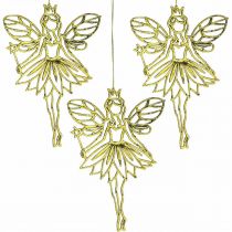 Addobbi natalizi ciondolo fate elfo dorato H15cm 16pz