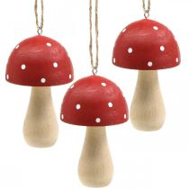 Agarico di mosca funghi decorativi fungo in legno da appendere H8.5cm 6pz