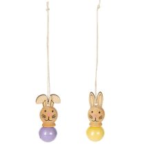 Prodotto Ciondoli decorativi in legno a forma di coniglietto pasquale per la primavera e l'albero di Pasqua, 4 cm, 12 pezzi