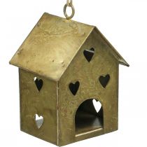 Appendino natalizio casa in metallo oro vintage H9.5cm 3 pezzi