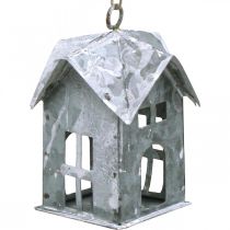 Rimorchio natalizio casa in metallo shabby chic bianco H9.5cm 3 pezzi
