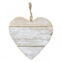 Cuore in legno, cuore decorativo da appendere, cuore deco bianco 20cm