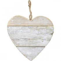 Cuore in legno, cuore decorativo da appendere, decorazione cuore bianco 24cm