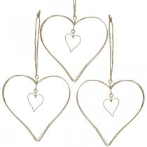 Prodotto Cuore decorativo da appendere, decorazione da appendere cuore in metallo dorato 10,5 cm 6 pz