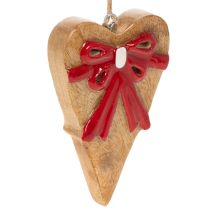 Prodotto Cuore in legno con fiocco, cuore da appendere, 14 cm, 3 pezzi