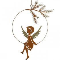 Anello decorativo angelo in metallo ruggine Decorazione natalizia 23,5x16,5 cm 3 pezzi
