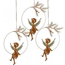 Prodotto Anello decorativo angelo in metallo ruggine Decorazione natalizia 23,5x16,5 cm 3 pezzi