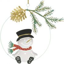 Ciondolo natalizio decorazione pupazzo di neve anello in metallo Ø14cm 3pz