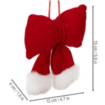 Prodotto Fiocco in tessuto di flanella con bordo in peluche, da appendere, 15 cm