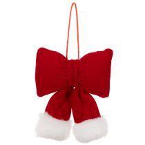 Prodotto Fiocco in tessuto di flanella con bordo in peluche, da appendere, 15 cm
