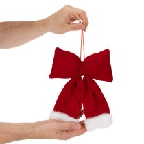 Prodotto Fiocco decorativo in flanella con bordo in peluche per appenderlo, 25 cm