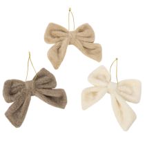 Prodotto Fiocco decorativo in peluche con gancio, 16 cm, 3 pezzi