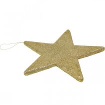 Prodotto Stella da appendere Addobbo natalizio con glitter oro 30cm 2pz