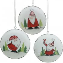 Ciondolo natalizio gnomo decorazione albero in metallo Ø8cm 6pz