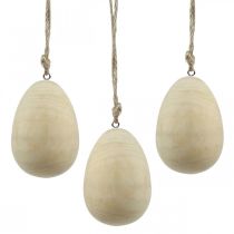 Prodotto Uova di legno Uova decorative Uova di Pasqua naturali appese Decorazione pasquale H8cm 6 pezzi