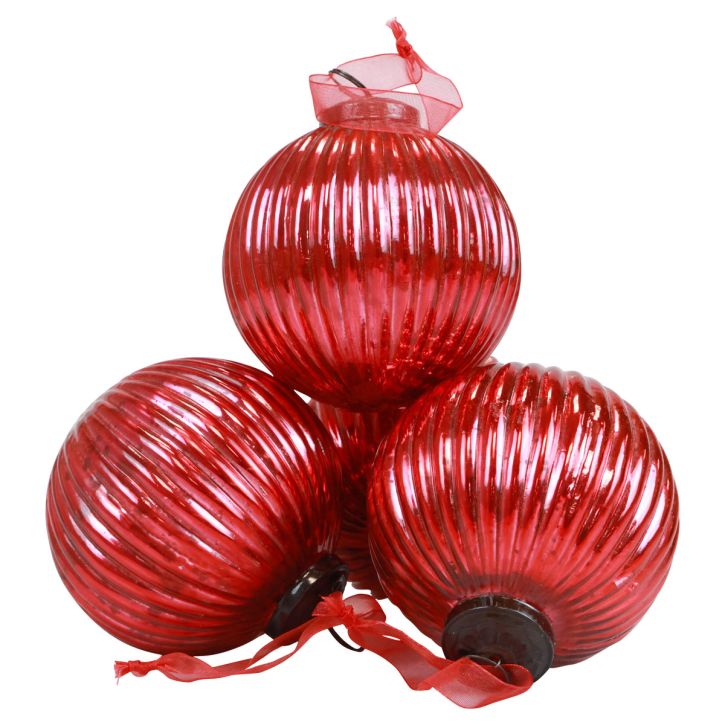 Palle di Natale Palle per albero di Natale in vetro rosse Ø10cm 4pz