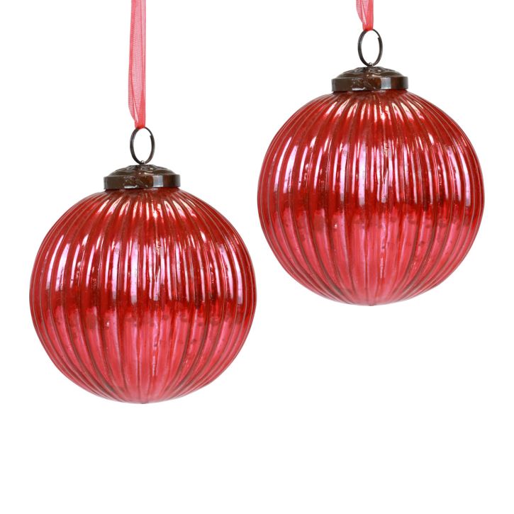 Palle di Natale Palle per albero di Natale in vetro rosse Ø10cm 4pz