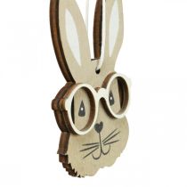 Ciondolo in legno coniglio con occhiali carota marrone beige 4×7,5cm 9pz
