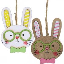 Prodotto Coniglietto di Pasqua divertente decorazione testa di coniglio in legno da appendere 7,5 cm 12 pezzi