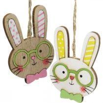 Coniglietto di Pasqua divertente decorazione testa di coniglio in legno da appendere 7,5 cm 12 pezzi