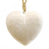 Prodotto Decorazione a forma di cuore in legno, cuore decorativo da appendere, bianco, 12 cm, 3 pezzi