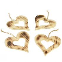 Prodotto Appendino decorativo cuori in legno cuore in cuore fiammato 15x15 cm 4pz