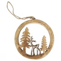 Prodotto Addobbo natalizio da appendere Renna ed abeti Legno 19,5cm