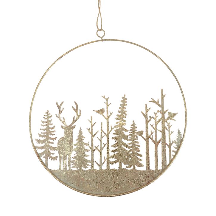 Anello decorativo in metallo decorazione cervo forestale oro vintage Ø22,5 cm