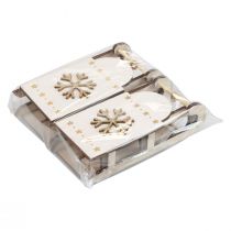 Prodotto Slitta natalizia in legno bianco/oro 15,5x6,5x4cm 4pz