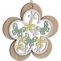Prodotto Farfalla da appendere, fiore pendente in legno, decoro primaverile con brillantini H11/14,5cm 4pz