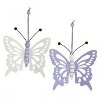 Decorazione da appendere farfalle decorative legno viola/bianco 12×11cm 4pz