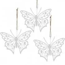 Decorazione a farfalla appesa decorazione in metallo vintage bianco 15×12 cm 3 pezzi
