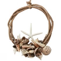 Prodotto Anello decorativo in legno lumache di mare decorazione conchiglia naturale Ø25cm