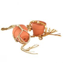 Prodotto Vaso sospeso in macramè vaso sospeso in argilla Ø12,5 cm H75 cm 2 pezzi